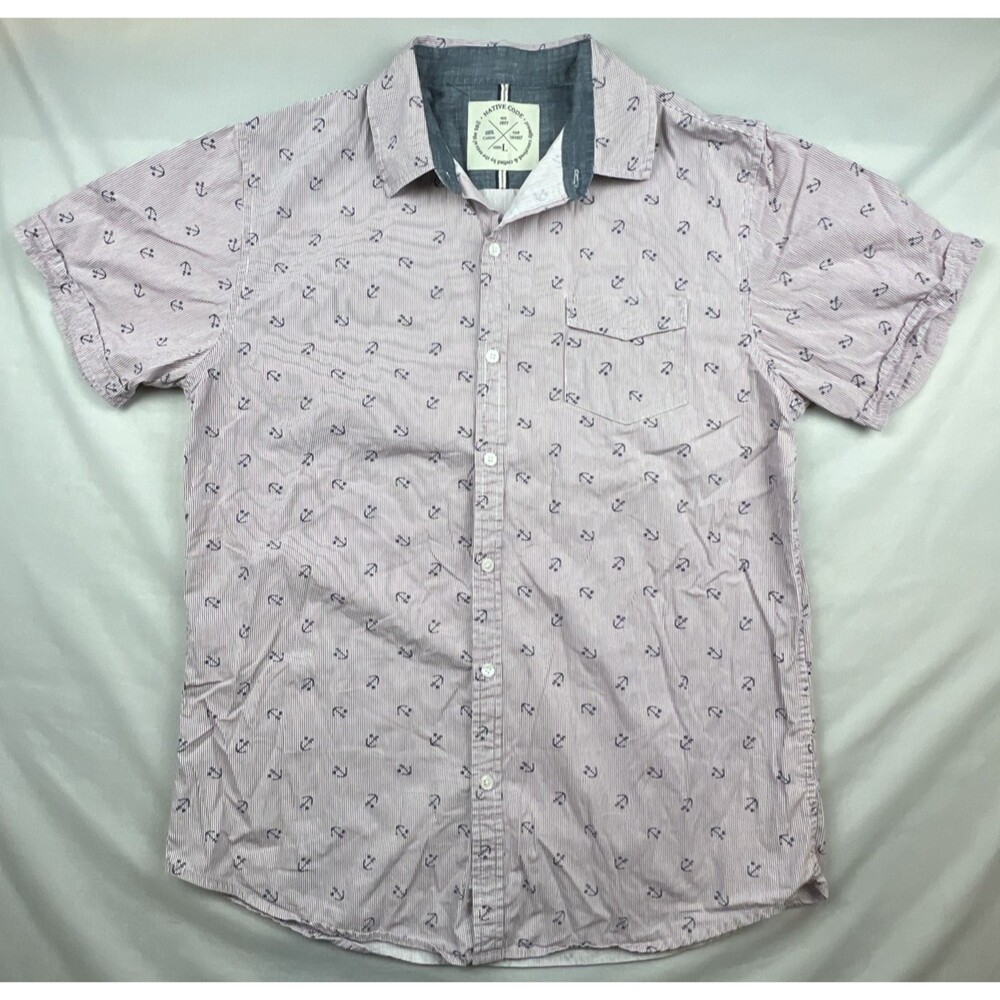 Native Code Nautical Button Up Vacation Shirt Large